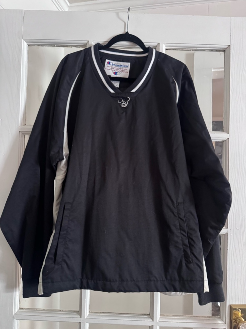 Vintage Disney Champion Black Pullover with White Stripe Collar